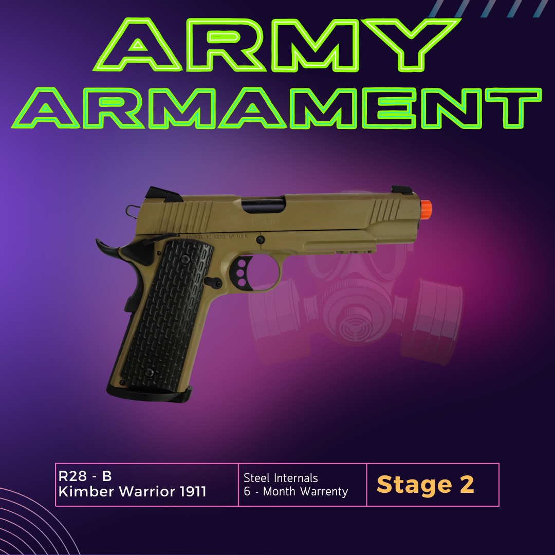 Army Armament Stage 2 R28-B Kimber Warrior 1911 Metal GBB Gel Blaster