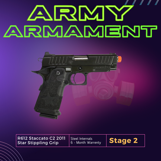 Army Armament Stage 2 R612 Staccato C2 2011 Style Star Stippling Grip Hi-Capa GBB Gel Blaster