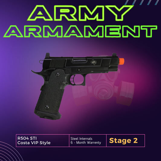 Army Armament Stage 2 R504 Costa VIP Style GBB Pistol w/ RMR Mount Base Gel Blaster