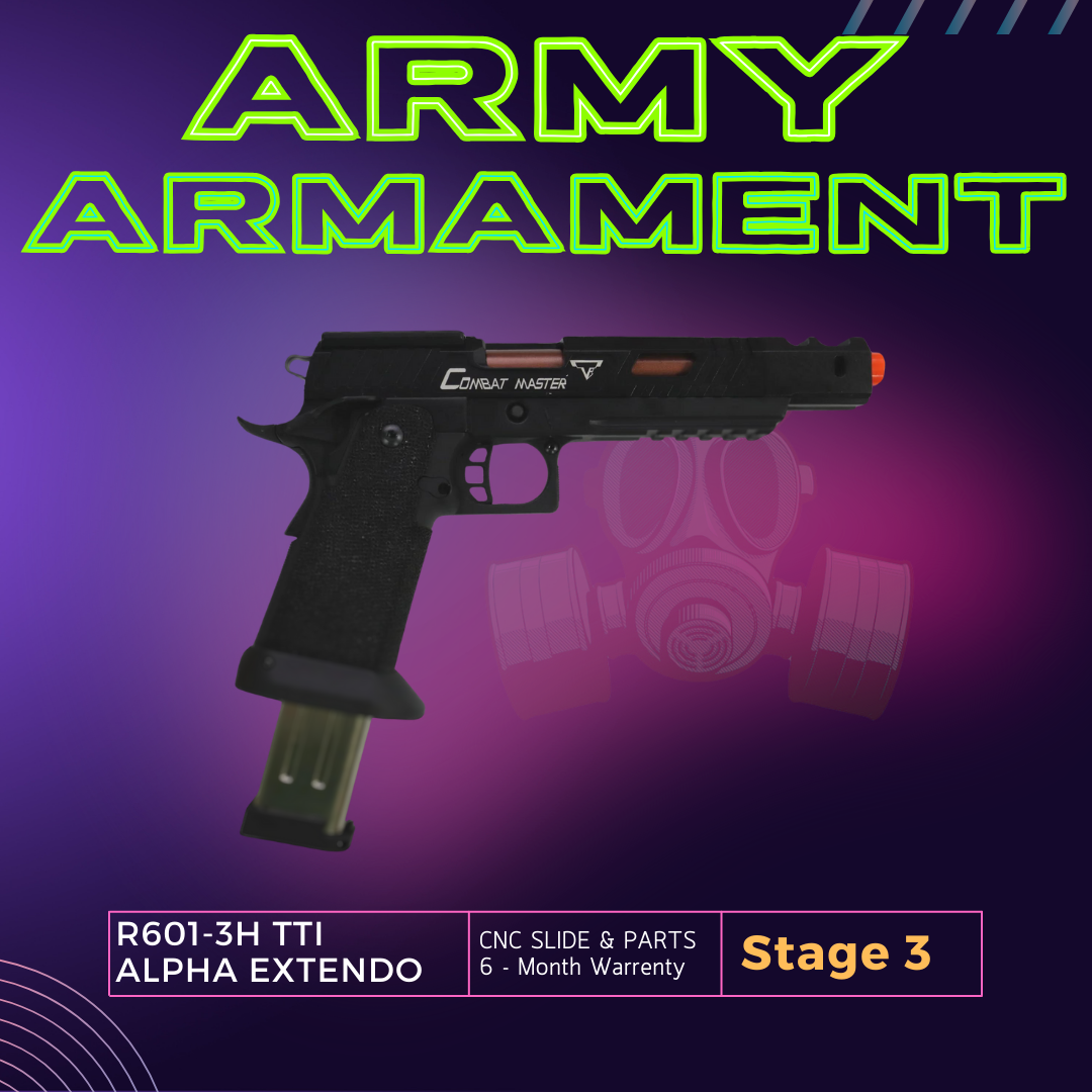 Army Armament Stage 3 (CNC SLIDE & PARTS) R601-3H TTI ALPHA EXTENDO MAG Gel Blaster