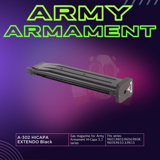 ARMY ARMAMENT A-302 HICAPA NEW EXTENDO Black Magazine