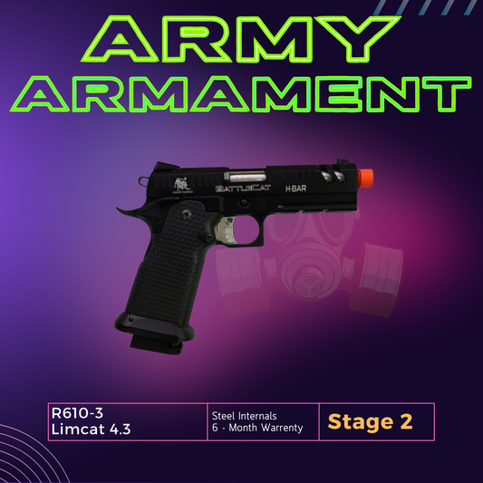 Army Armament Stage 2 R610-3 Limcat  4.3 GBB Pistol Gel Blaster